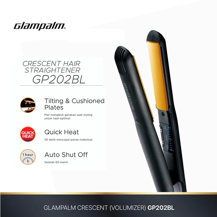 Glampalm Crescent Volumizer Hair Straightener - GP202BL